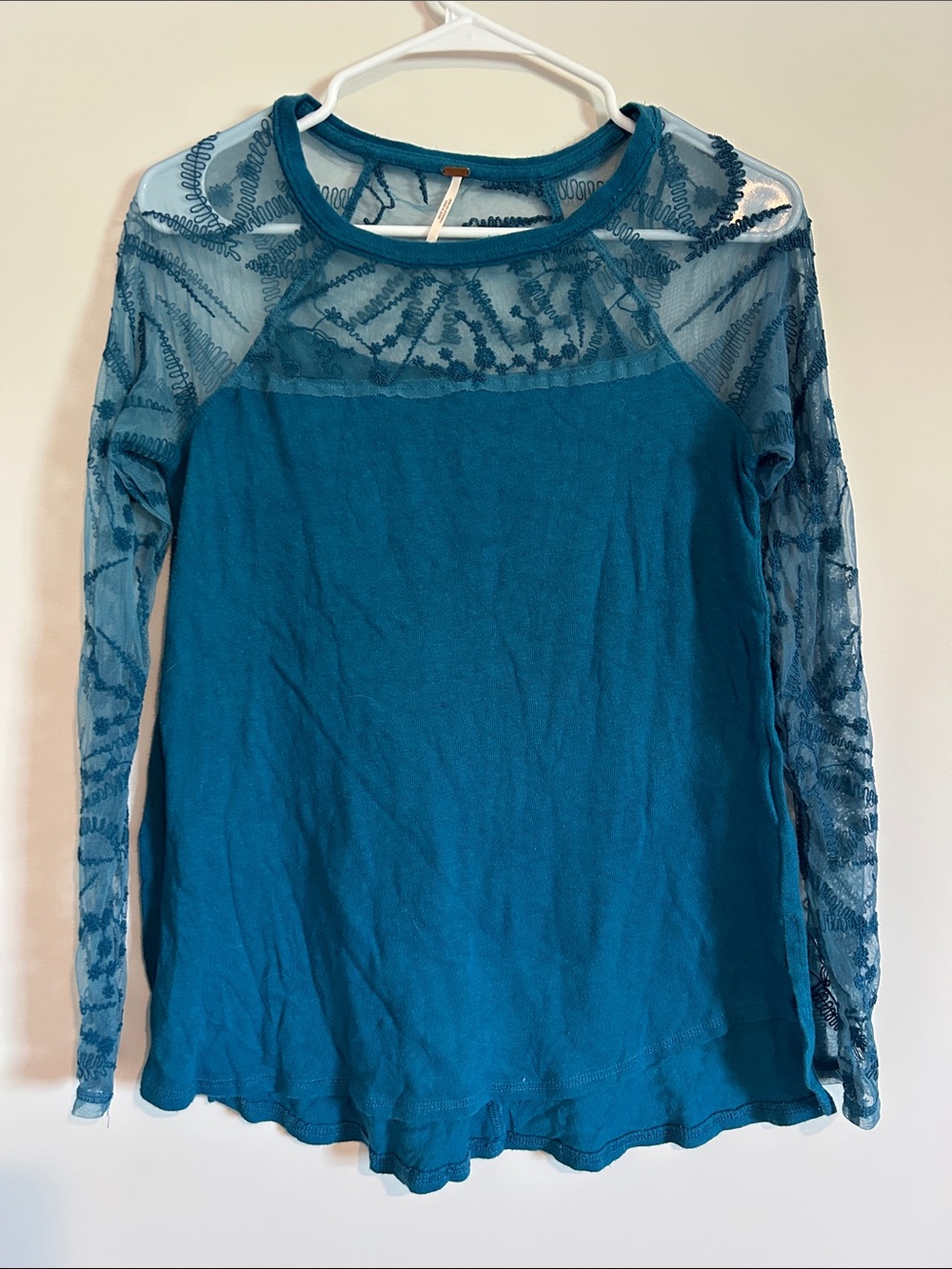 Free People Sidney Embroidered Mixed Media Top